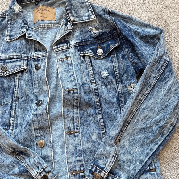 Carbon Blue Distressed Denim Jacket - Picture 3 of 5